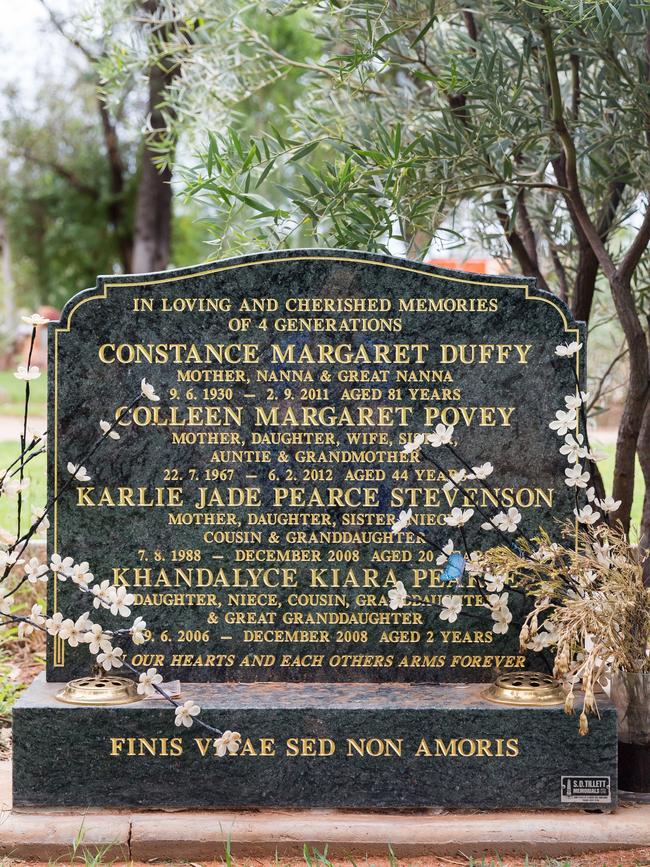 The grave of Karlie Pearce-Stevenson and Khandalyce in Alice Springs. Picture: Emma Murray