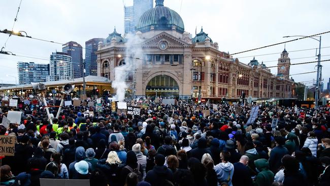 A parliamentary inquiry into the Black Lives Matter protest in June has heard police allowed the gathering to proceed because of fears of civil unrest. Picture: AFP