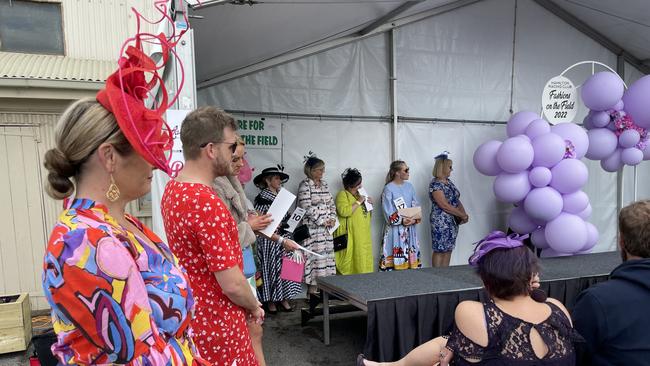 Entrants wait to present their style at the Fashions on the Field competition at the 2022 Hamilton Cup.