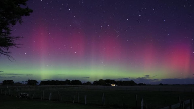 Aurora australis lights up the sky in Tantanoola. Picture: Darren Wirth