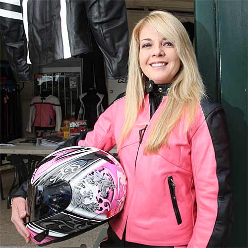 Pink bike hot sale leathers