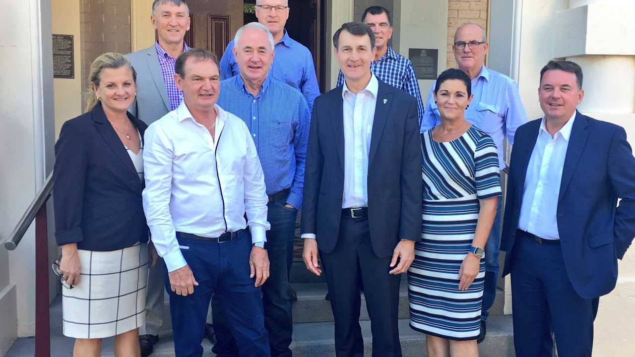 Redland Mayor Karen Williams, Ipswich Mayor Paul Pisasale, Mayor Antonio, Lord Mayor Quirk, Lockyer Valley Mayor Tanya Milligan and Logan Mayor Luke Smith.