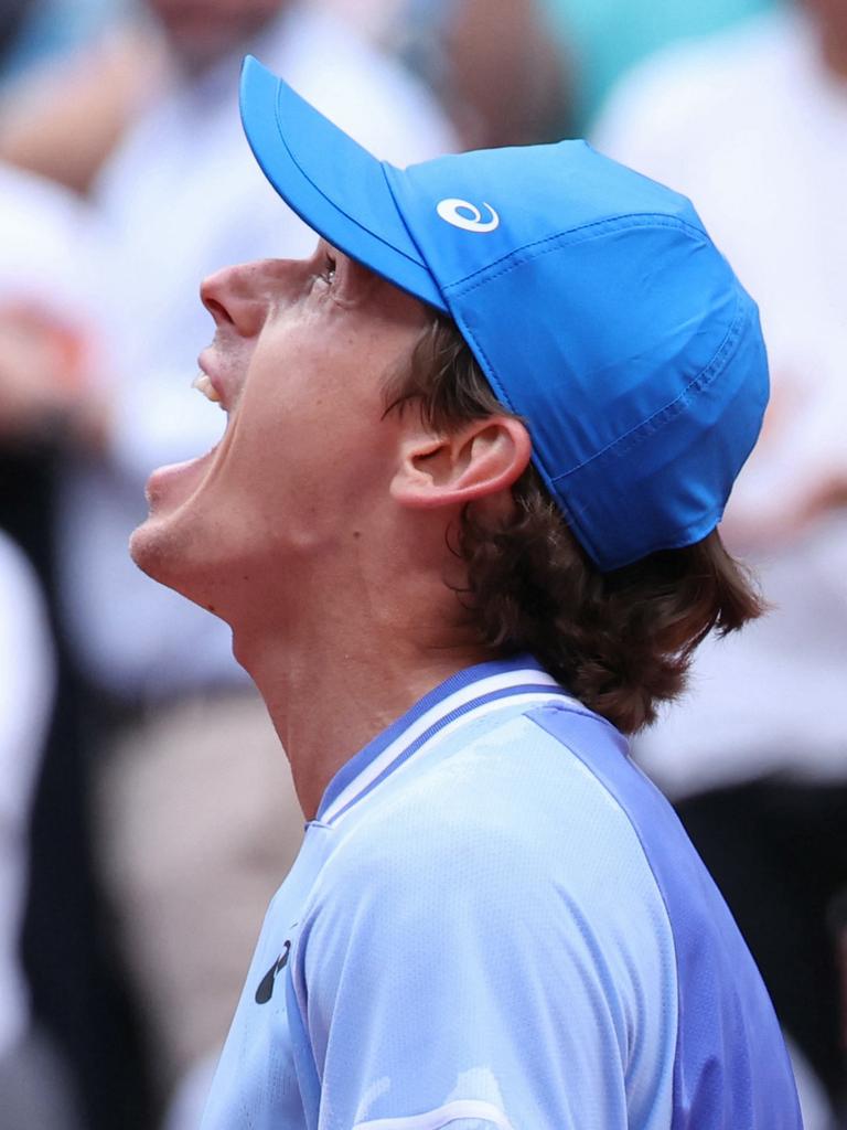 “I absolutely love it here,” de Minaur said, after the four-set win. Picture: Alain Jocard/AFP