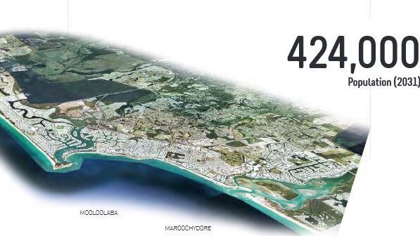 Sunshine Coast Council will conduct more community consultation on its mass transit plan. This artist's impression shows the region's population is expected to reach 424,000 by 2031.