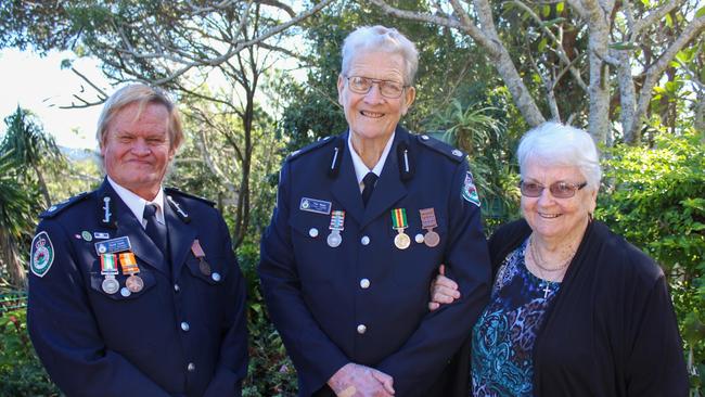 Superintendent David Cook with Cudgen brigade member Tom Maye and his wife Carmel Maye. Photo: Contributed