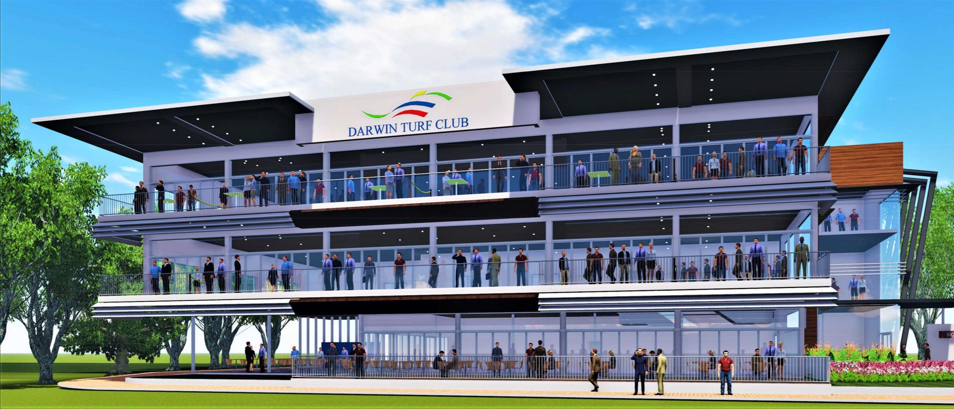 The new three-level stand with private corporate boxes will be built where the Ted D’Ambrosio bar is located and will have a walkway connecting it to the Ted Bailey Grandstand. Picture: Supplied