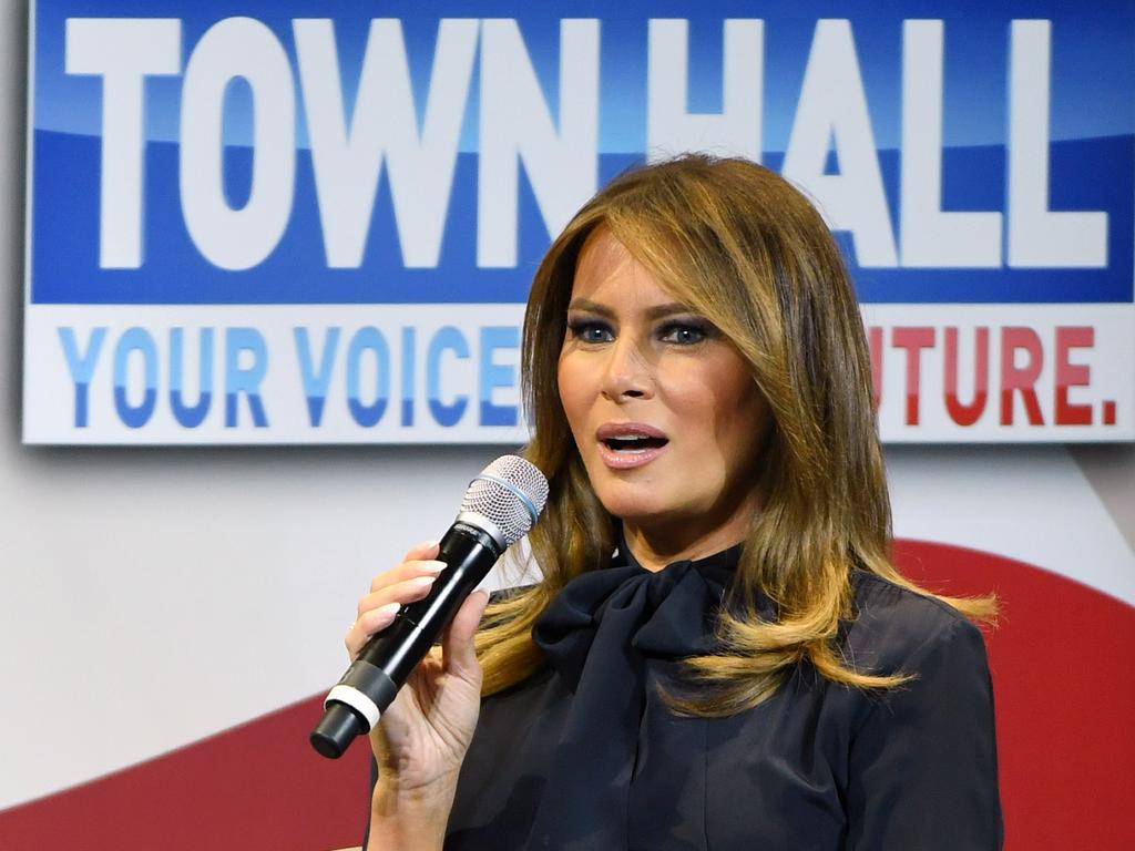 First lady Melania Trump speaks during a town-hall meeting on the opioid crisis at the Westgate Las Vegas Resort &amp; Casino on March 5, 2019 in Las Vegas, Nevada. Pic: AFP