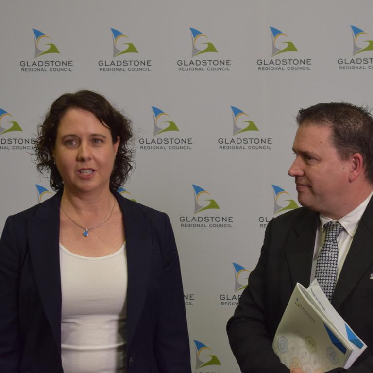 The Next Economy CEO, Dr Amanda Cahill and Gladstone Regional Council Mayor, Matt Burnett at the launch of the Gladstone Region Economic Transition Roadmap. Picture: Nilsson Jones