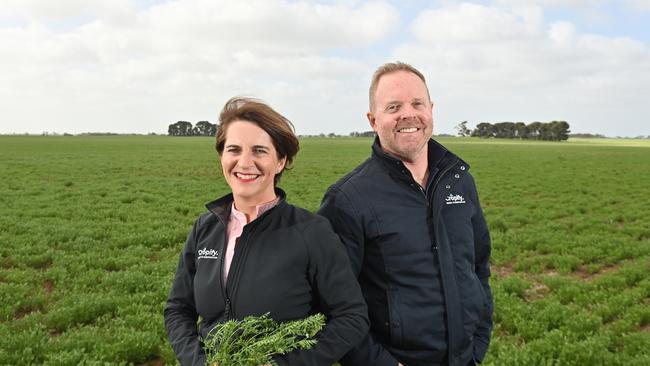 Anna Falkiner and Andrew Hannon, co-founders of Cropify use technology to grade grain and pulses. Picture: Keryn Stevens