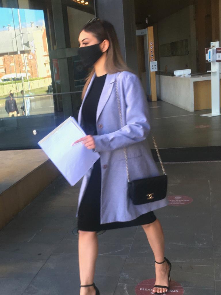 Julia Murphy leaves court after giving evidence in the committal hearing of Kynan Vital, who is accused of murdering her father.