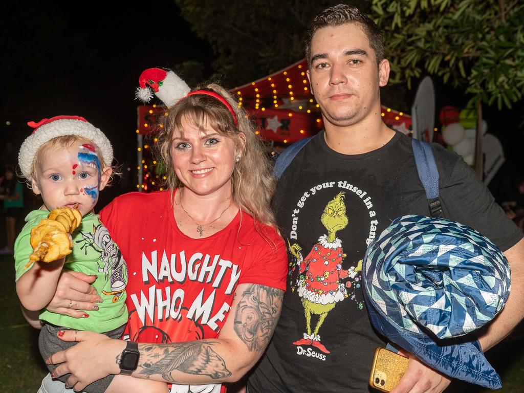 Theo Sellevold, Rehannon Sellevold and Kyle Sellevold at Carols in the Gardens, Mackay Regional Botanic Gardens, Saturday 2 December 2023 Picture:Michaela Harlow