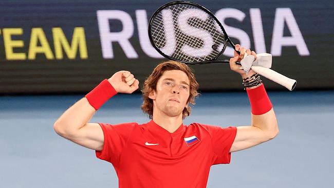 Andrey Rublev dominated his clash with Fabio Fognini. Picture: AFP