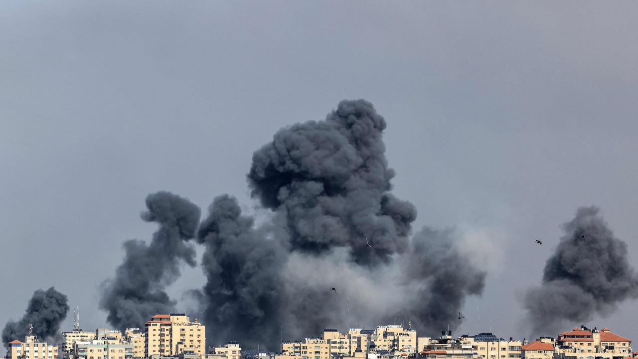 Smoke rises over Gaza City during an Israeli air strike. Picture: AFP