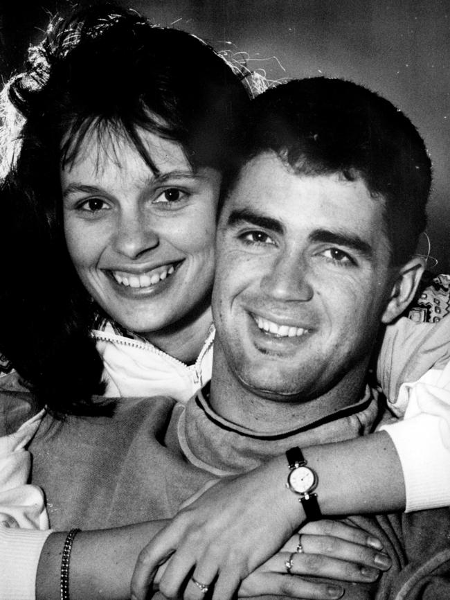 Garry Lyon with then-fiance Melissa Snow in 1991.