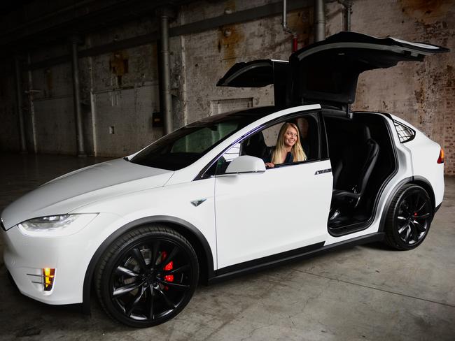 Alexis Georgeson at the launch of the newly released Tesla X in Sydney. Photo Jeremy Piper