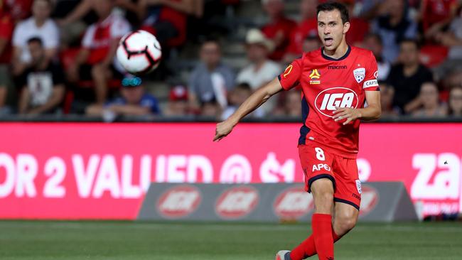 Adelaide United captain Isaias’ Australian citizenship has opened up a visa spot in the Reds’ squad. Picture: AAP Image/James Elsby