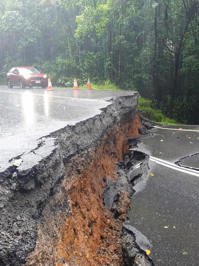 The Palmerston Highway has received extensive damage following heavy rain and flooding in the days following ex-Tropical Cyclone Jasper. Picture: TMR