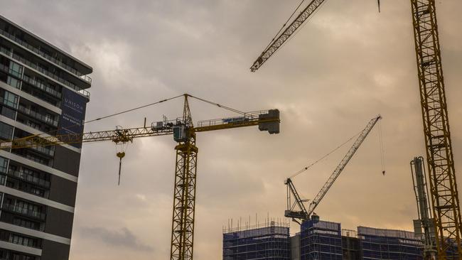 Apartments under construction in Newstead, Brisbane. Picture: Glenn Hunt