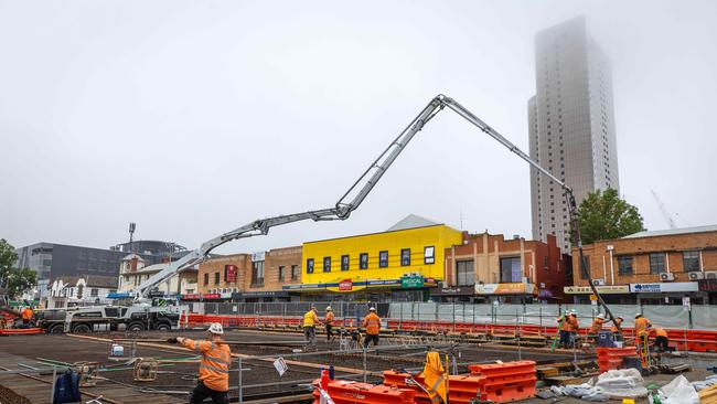 Works under way on the Suburban Rail Loop site at Box Hill in eastern Melbourne. Picture: Mark Stewart