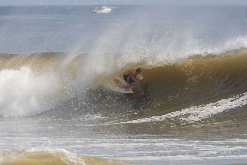The moves were bigger and the tubes getting longer as the swell from an ex-cyclone sends massive waves onto the Sunshine Coast point breaks. Picture: Nicholas Falconer