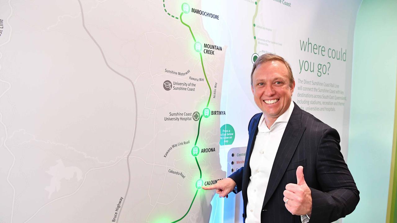 Premier Steven Miles at the opening of a new information and engagement centre for the Sunshine Coast Direct Rail at Caloundra. Picture: Patrick Woods.