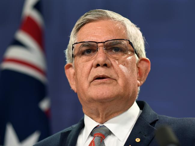 Minister for Aged Care Ken Wyatt speaks to the media in Sydney, Tuesday, October 9, 2018. Scott Morrison says the aged care royal commission will be based in Adelaide, where shocking abuse of residents of the Oakden nursing home first came to light. (AAP Image/Joel Carrett) NO ARCHIVING