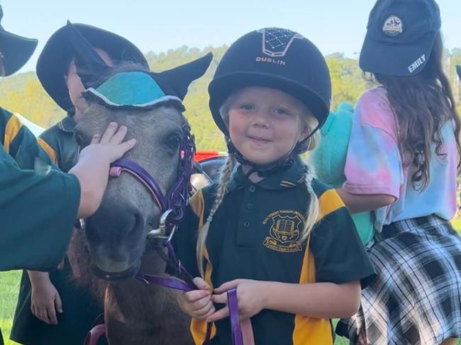 Winnie was a big hit with all the students at Gilston. Picture: Keith Woods.