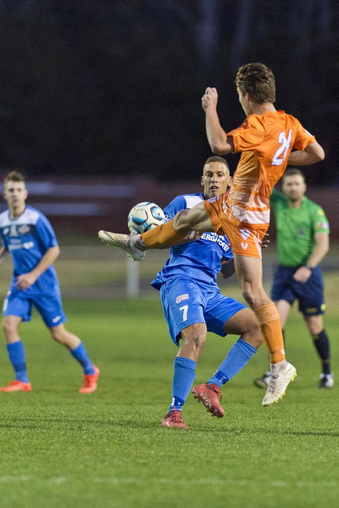 Travis Cooper for South West Queensland Thunder against Cairns FC in NPL Queensland men round 26 football at Clive Berghofer Stadium, Saturday, August 25, 2018. Picture: Kevin Farmer