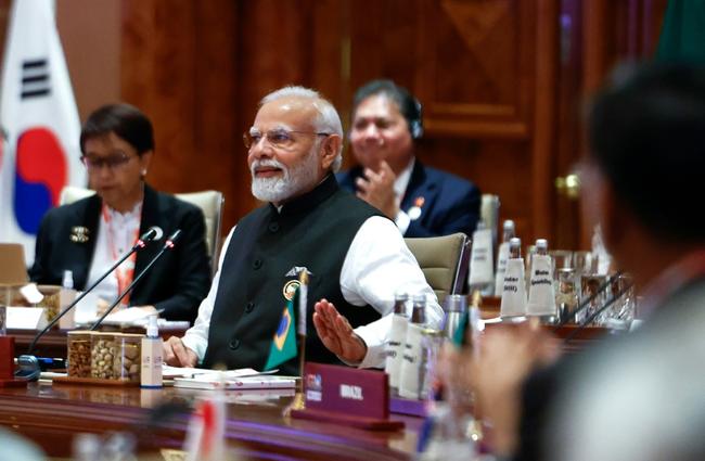 Indian Prime Minister Narendra Modi attends a session of the G20 summit in New Delhi