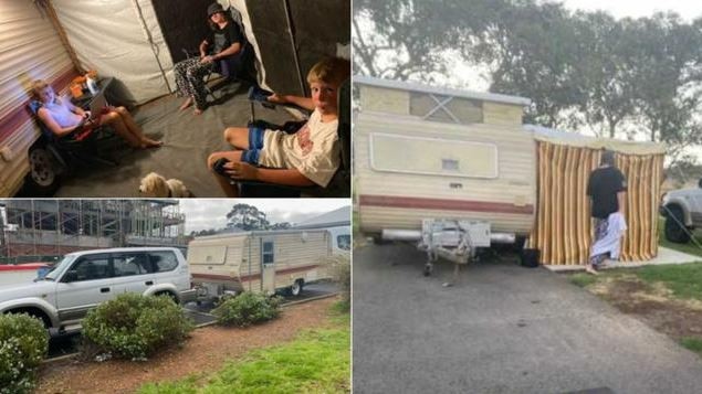 The Price family have been living in a caravan south of Perth for eight months. Picture: 7 News