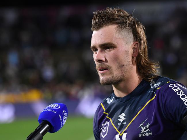 Smith’s haircut is a masterpiece but Melbourne Storm’s Ryan Papenhuyzen comes close. Photo: Bradley Kanaris/Getty Images