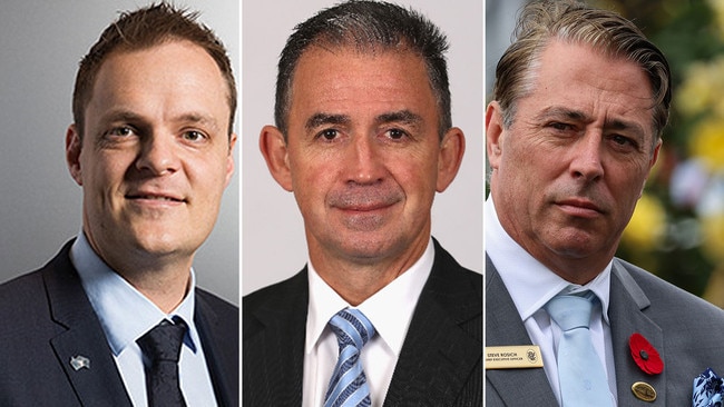 Contenders for the Racing Victoria CEO role include (from left) Aaron Morrison, Sean Carroll and Steve Rosich.