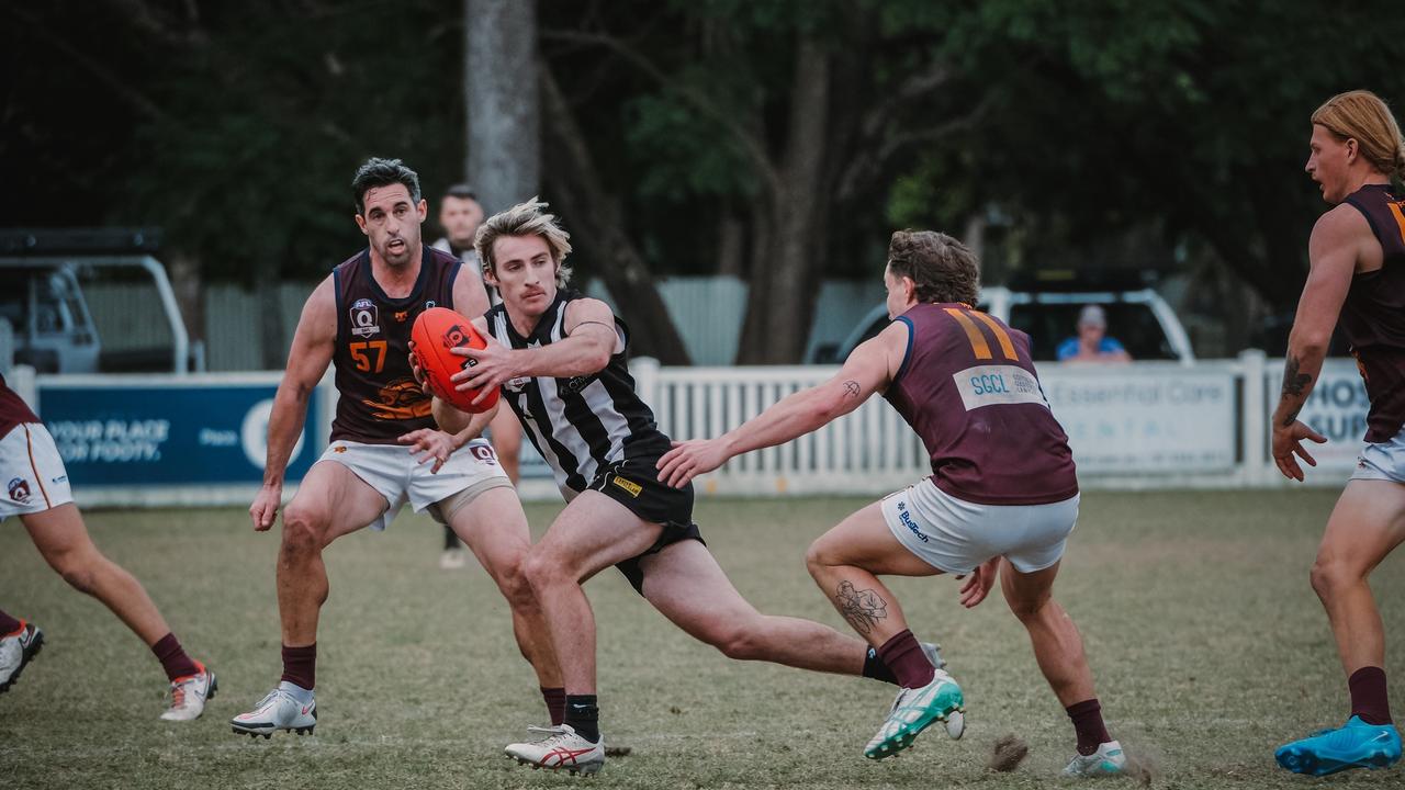 Sherwood QAFL player Xavier Knight in action. Picture: Clyde Scorgie/Brooke Sleep Media