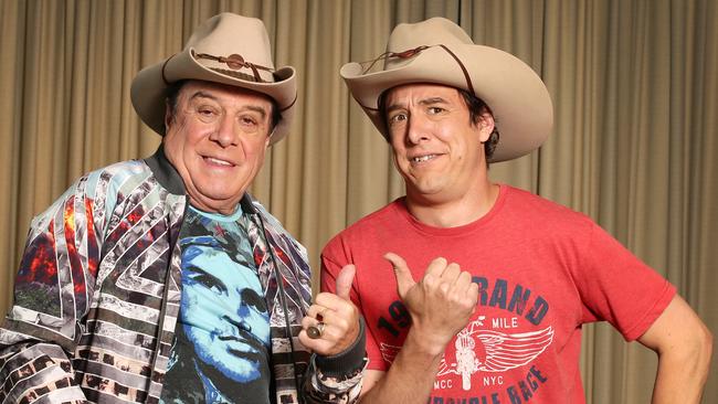 Hat’s magic ... Molly Meldrum and Samuel Johnson give the mini-series Molly the thumbs up. Picture: Andrew Tauber