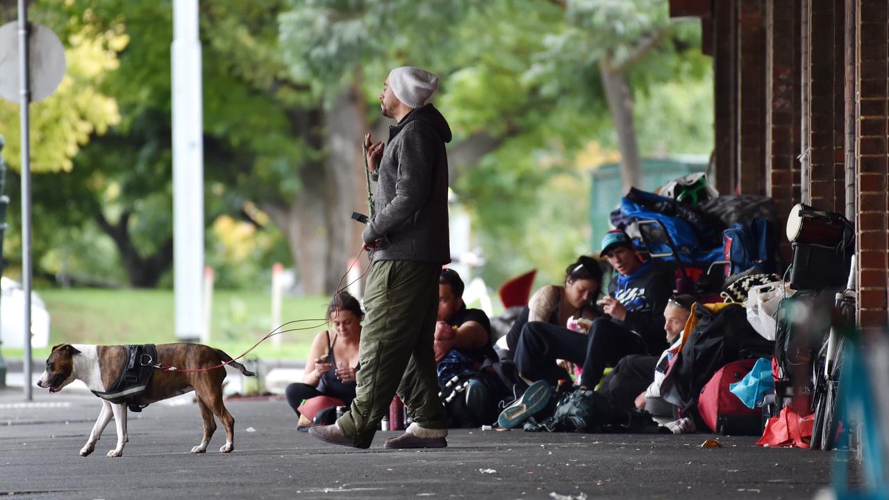 A rough sleeping tent city near the Queen Victoria Market in Melbourne in May. Picture : NCA NewsWire / Nicki Connolly