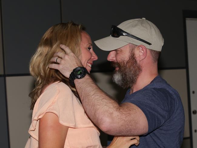 Adam Whittington said it is good to be home after he landed in at Stockholm airport and was welcomed by his wife Karin. Picture: Ella Pellegrini