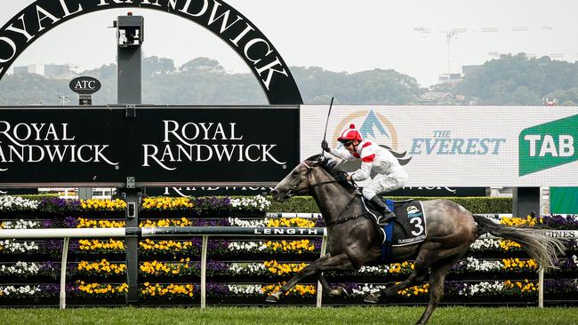 Kerrin McEvoy on Classique Legend wins race 7 the TAB Everest last year. Picture: Getty