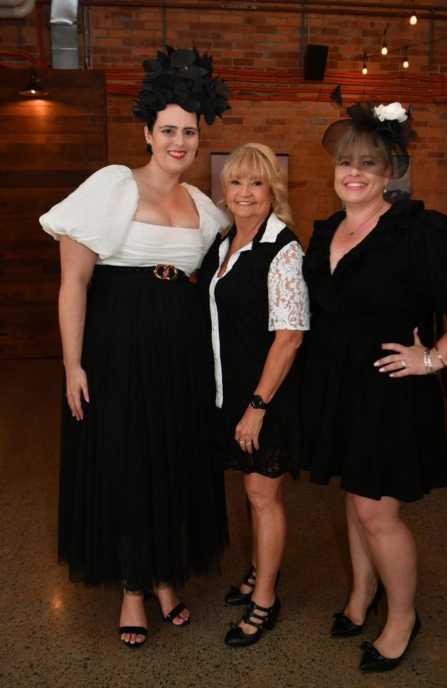 Derby Day celebrations at Flinders Lane. Kristy Collins, Debbie Bellamy and Anita Bellamy. Picture: Evan Morgan