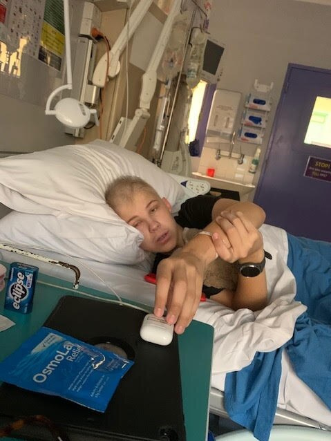 Jake Spurdle during his treatment at the Children’s Hospital in Westmead. Pic Supplied