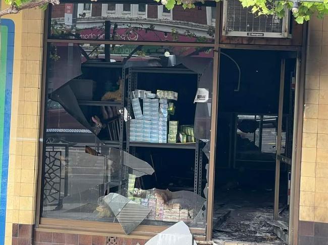 Windows of the 'Lolly Shop' were smashed but neighbouring businesses escaped serious damage. Picture: Supplied