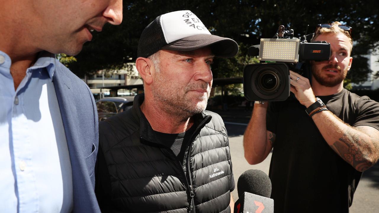 Australian cricketer Michael Slater leaves Manly Police Station in October. Picture: Richard Dobson.