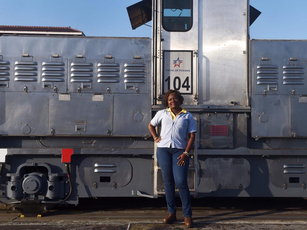 Locomotive, or “mule” operator Glaciela Shreeves, 53, at the Panama Canal’s Pedro Miguel Locks, where she works towing ships through the locks, on the outskirts of Panama City on February 22, 2018. Picture: AFP
