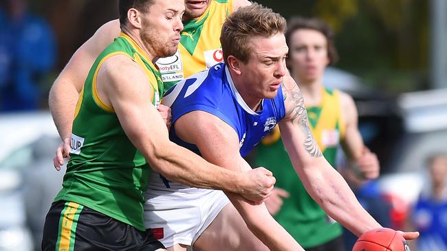 Jarryd Ambrose does battle with Bayswater. Picture: Josie Hayden