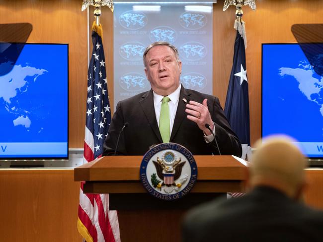 US Secretary of State Mike Pompeo has leapt to Australia’s defence. Picture: Nicholas Kamm/Pool Photo via AP