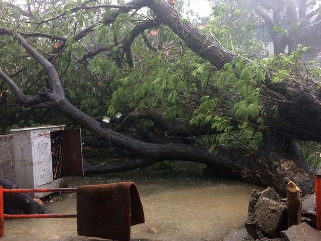 Thousands of people have been evacuated as Cyclone Vardah ripped through Chennai. Picture: AFP