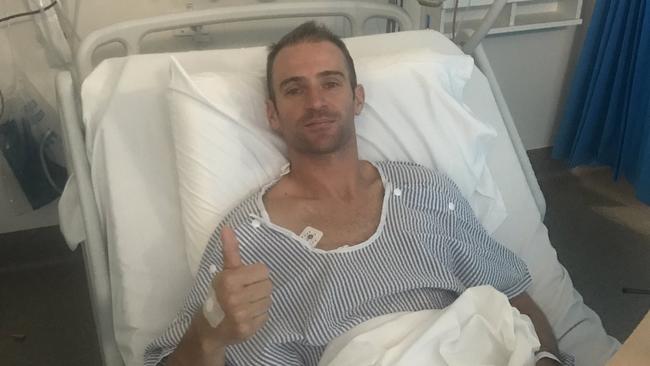 Will Davison in hospital the day after his horror crash in Supercars Race 3 at the Tasmania SuperSprint. Pic: @willdavison