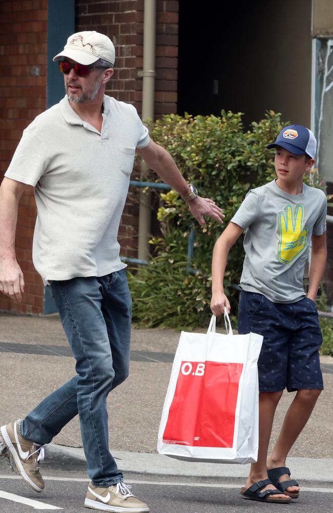 Prince Frederik was casual in a polo and Nike sneakers as he shopped with son Vincent. Picture: Matrix Media Group.