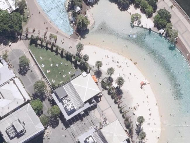 The artificial lagoon, alongside the Brisbane River. Picture: Google