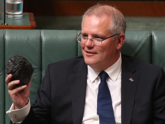 Former treasurer Scott Morrison on the day he brought a lump of coal into parliament back in 2017.