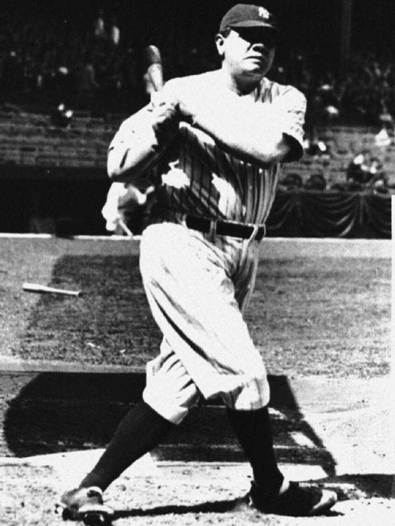 Baseball star George Herman "Babe" Ruth in 1932 season opener at Yankee Stadium. Pic AP   Sport / Baseball / Action